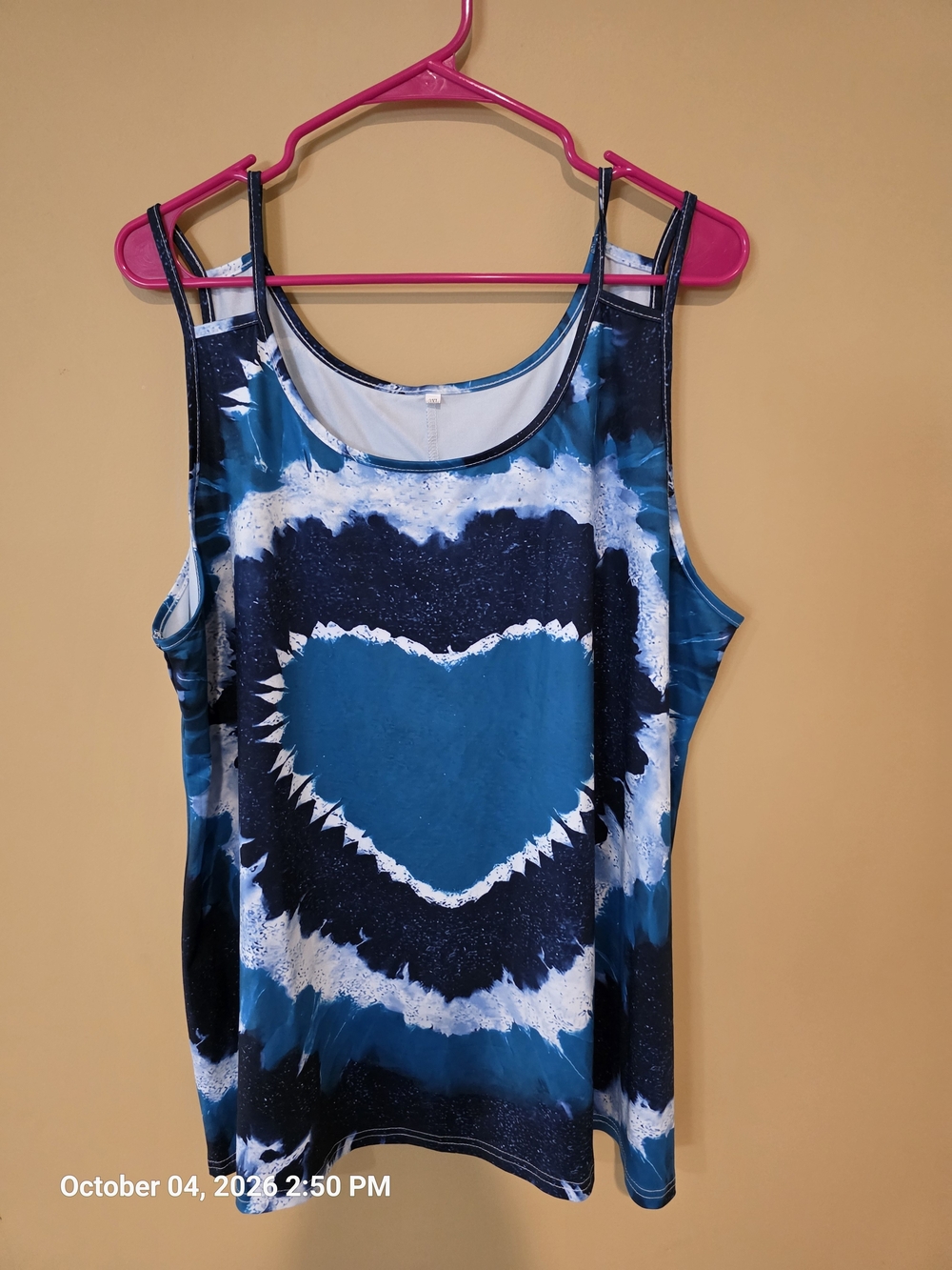 Women’s Teal Tie-Dye Heart Tank Top - Sleeveless Scoop Neck